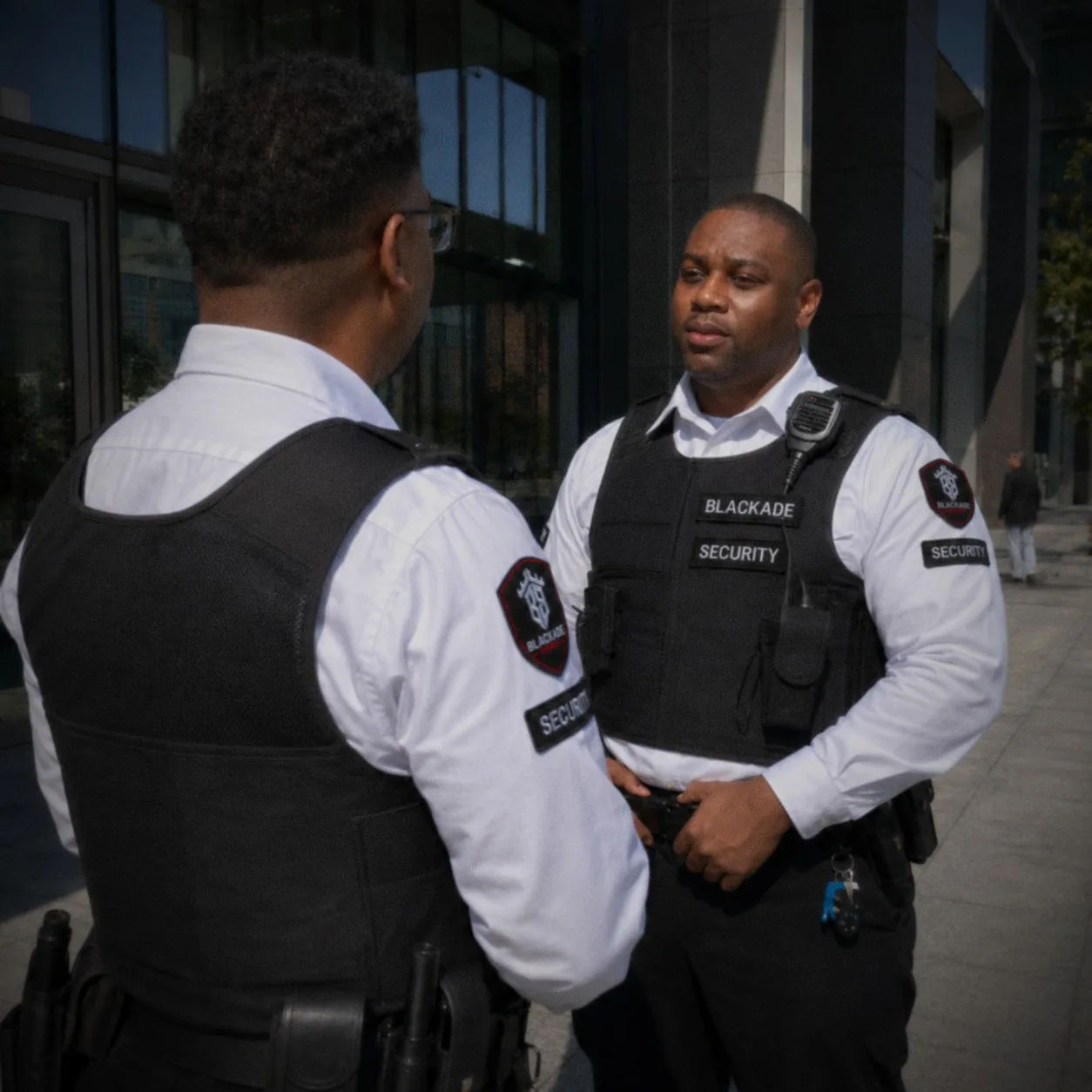 Two Blackade Security guards on detail outside a private function