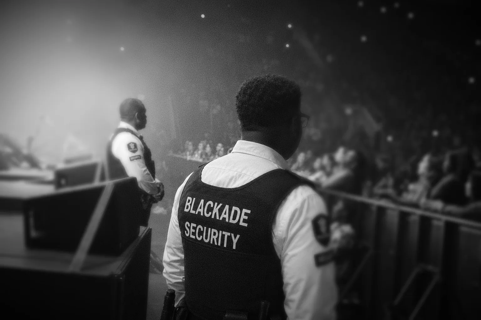 Blackade Security guards watching the crowd at an arena event